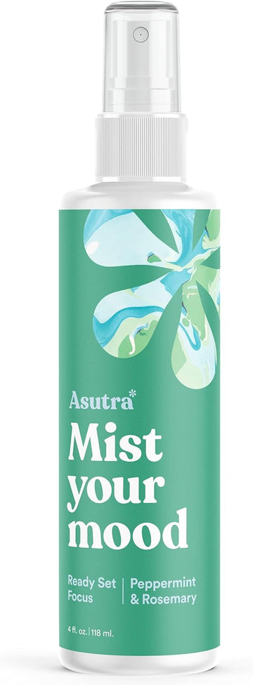 ASUTRA Premium Aromatherapy Mist -"READY, SET, FOCUS" - Improve Mental Clarity - 100% ALL NATURAL & ORGANIC Room & Body Mist, Essential Oil Blend - Peppermint & Rosemary - 100% GUARANTEED