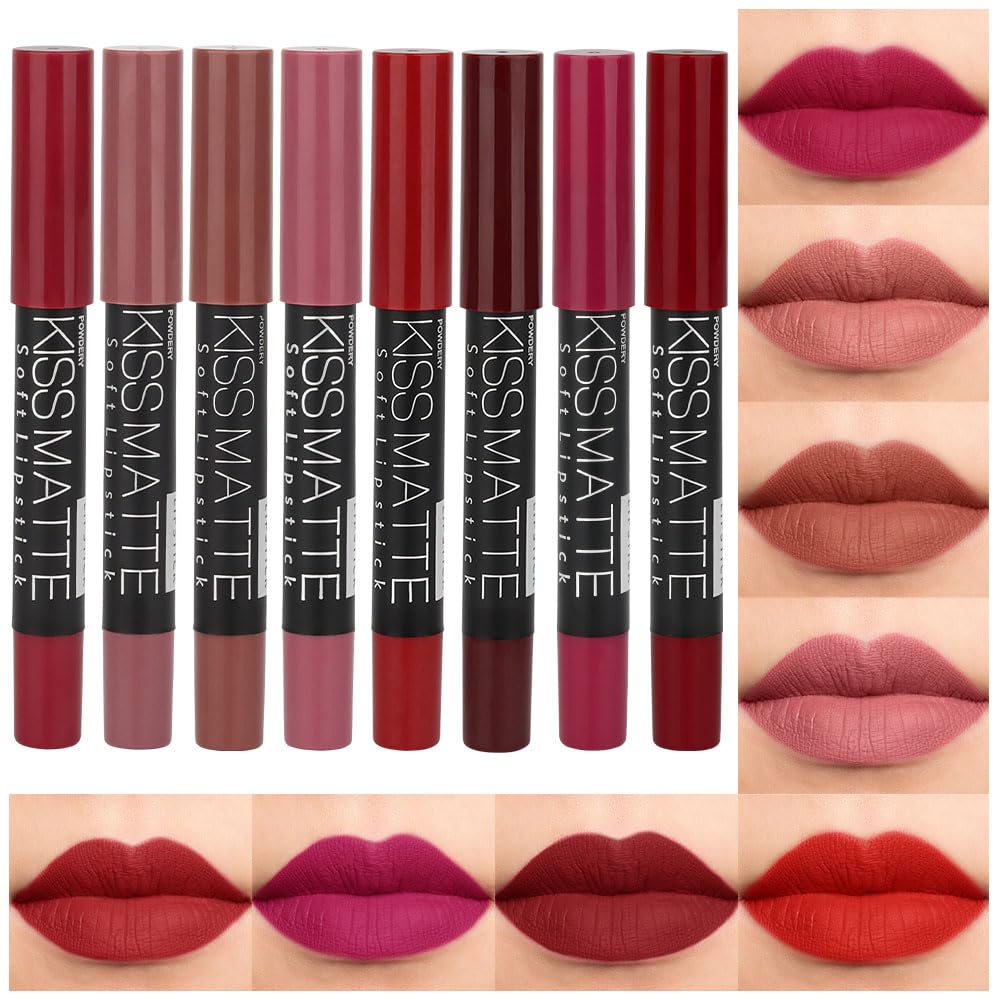 Evpct 1Pcs Dark Brown Matte Lipstick And Lip Crayon Liner Pencil Pen Set For Women Roll Up Lip Liner Dark Brown Lip Stain Long Lasting Waterproof Labiales Mate Magicos 24 Horas Originales 08
