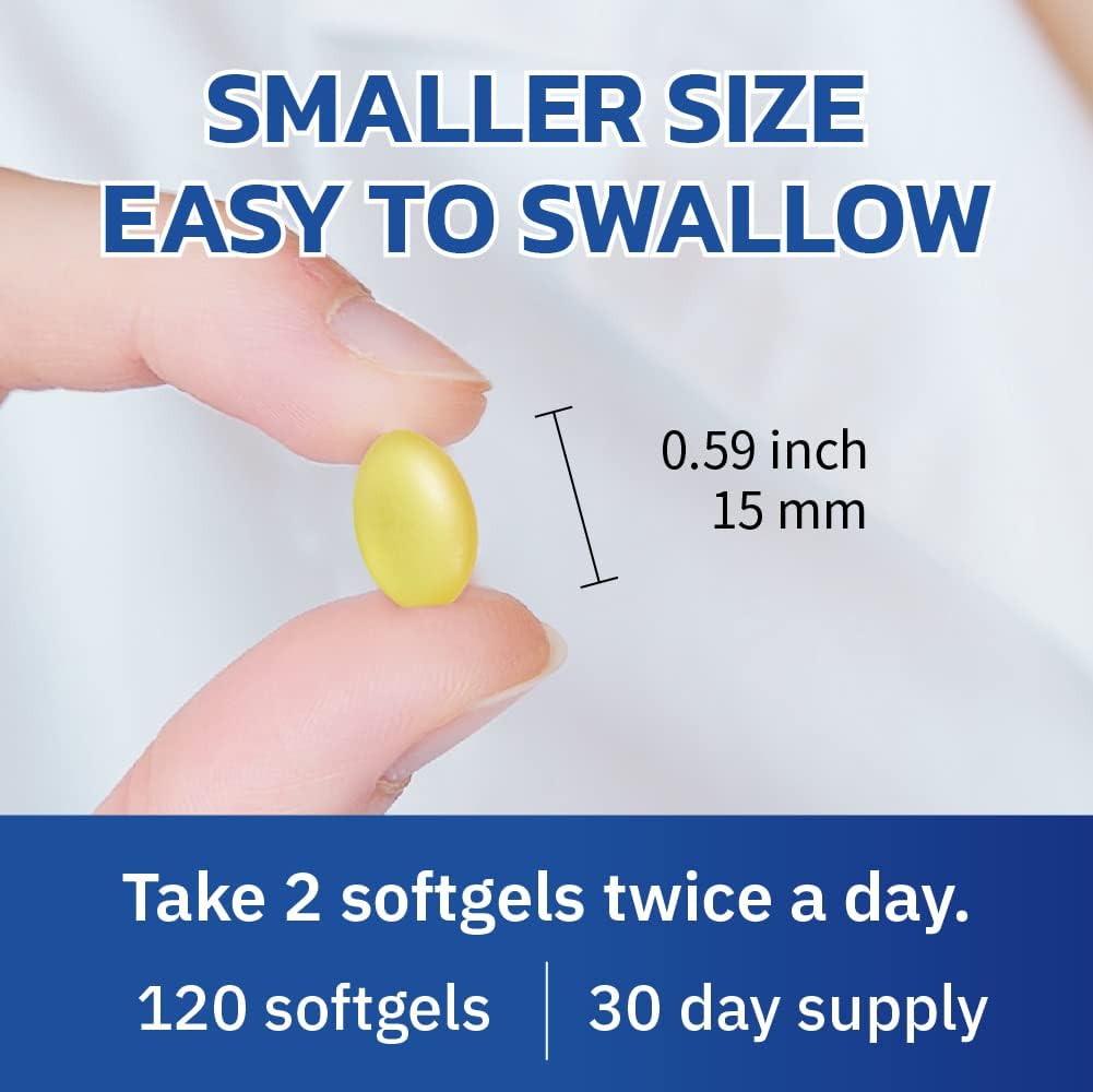 Lovita Omega-3 Fish Oil, 2000Mg Daily, High Absorption Rtg Form, 90% Omega-3, Burpless, Easy To Swallow, Support Healthy Heart, Brain And Eyes, 120 Enteric-Coated Softgels : Health & Household