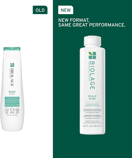 Biolage Scalp Sync Calming Shampoo, Balances Scalp'S Moisture, Enriched With Glycolic Acid, For Dry Or Sensitive Scalps, 400Ml
