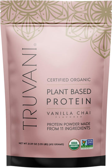 Truvani Vegan Pea Protein Powder | Vanilla Chai | 20G Organic Plant Based Protein | 20 Servings | Keto | Gluten & Dairy Free | Low Carb | No Added Sugar