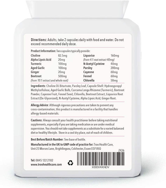 LIVpro with Choline 60 Capsules - Supports the Maintenance of Normal Liver Function - Easy Swallow Daily Supplement - 2 Month Supply ? Letterbox Friendly Packaging