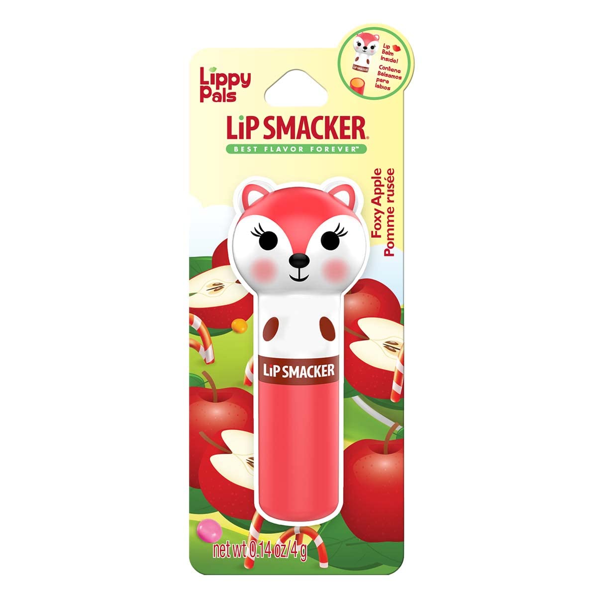 Lip Smacker Lippy Pals Fox, Flavored Moisturizing & Smoothing Soft Shine Lip Balm, Hydrating & Protecting Fun Tasty Flavors, Cruelty-Free & Vegan - Foxy Apple