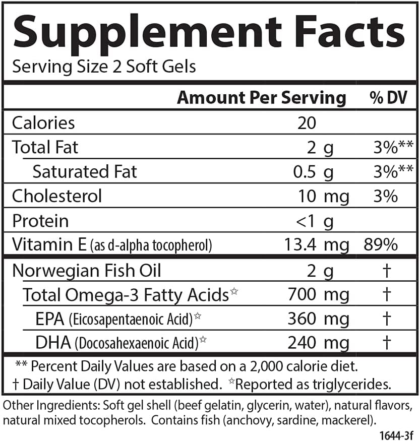 Carlson - The Very Finest Fish Oil, 700 mg Omega-3s, Norwegian Fish Oi