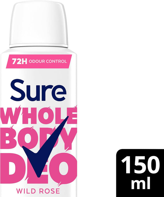 Sure Wild Rose Whole Body Deodorant Women'S Deodorant Spray With A Fresh & Floral Fragrance For 72 Hour Odour Control 150 Ml (Pack Of 2)
