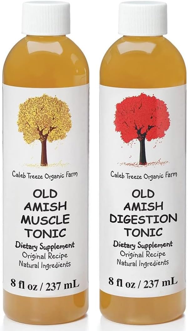 Old Amish Muscle And Digestion Tonic Pack (Formerly: Stops Leg Cramps And Stops Acid Reflux) With Apple Cider Vinegar Bundle By Caleb Treeze