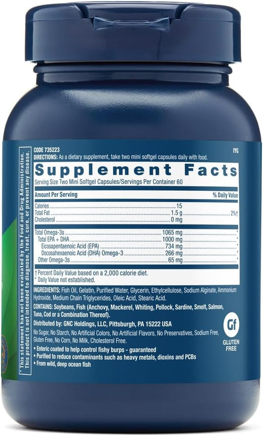 Gnc Triple Strength Fish Oil Mini,120 Mini Softgels