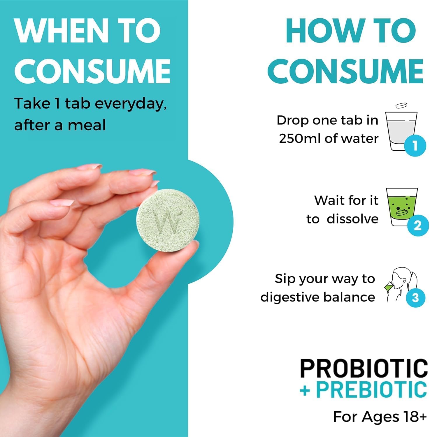 Wellbeing Nutrition Daily Probiotic + Prebiotic| Plant Based |18 Billion Cfu, 6 Strains For Men & Women With Organic Prebiotic Fiber For Digestion, Gut Health, Metabolism | 42 Effervescent Tabs : Health & Household