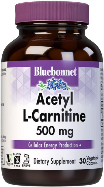 Bluebonnet Acetyl L-Carnitine 500 Mg Vitamin Capsules, 60 Count