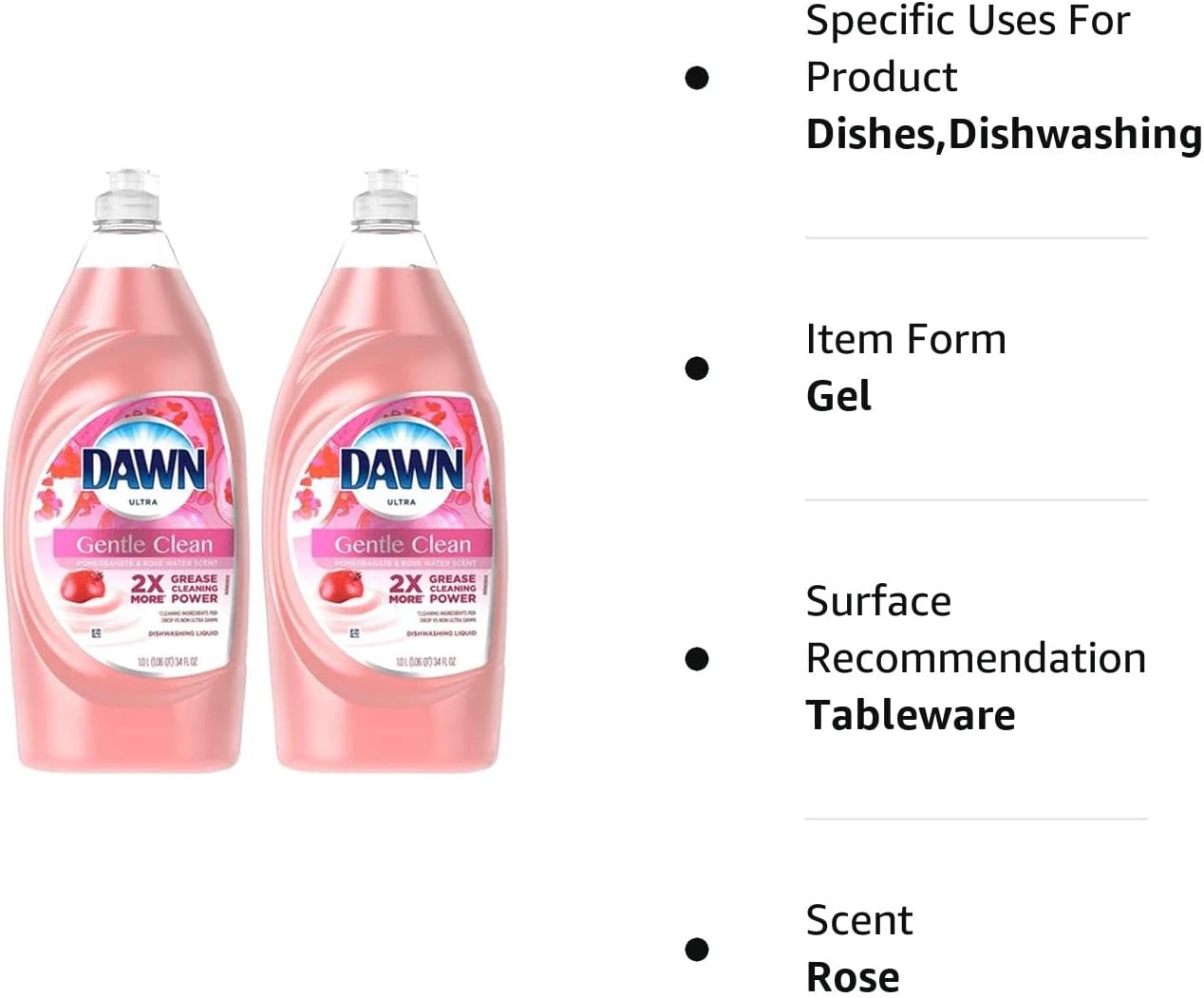 Dawn Ultra Clean Dishwashing Liquid, Pomegranate and Rose Water Scent, 2X More Grease Cleaning Power, 34 Fl Ounce (Pack of 2) : Health & Household