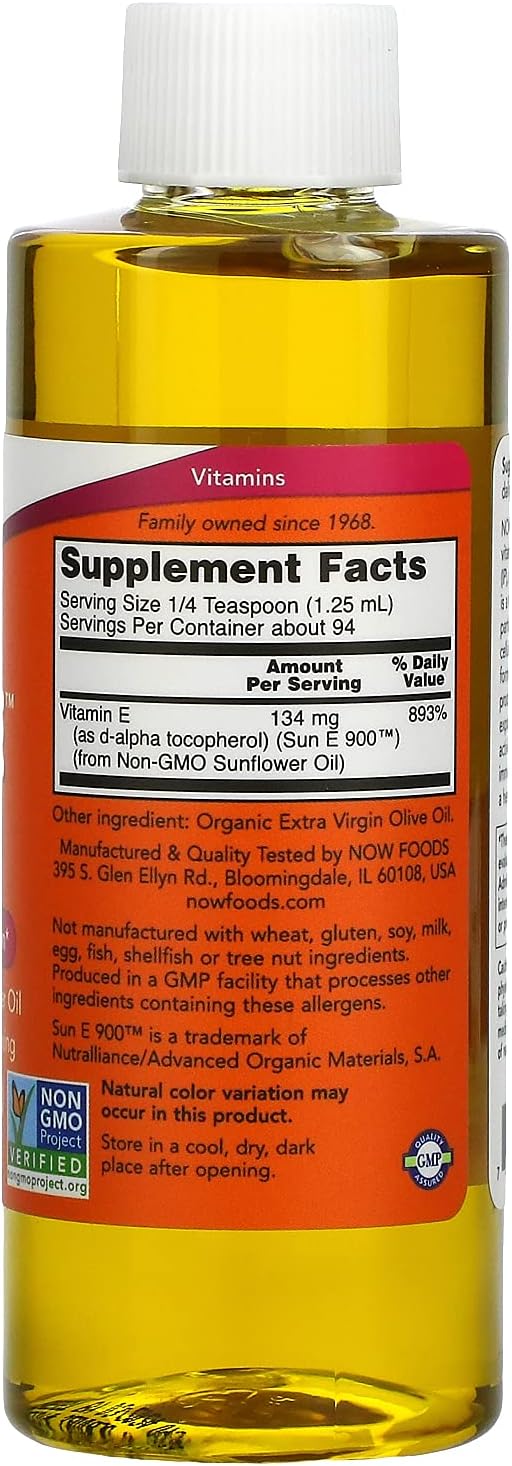 NOW Supplements, Sun-E? Liquid (derived from Non-GMO Sunflower Seed Oil), 4-Ounce