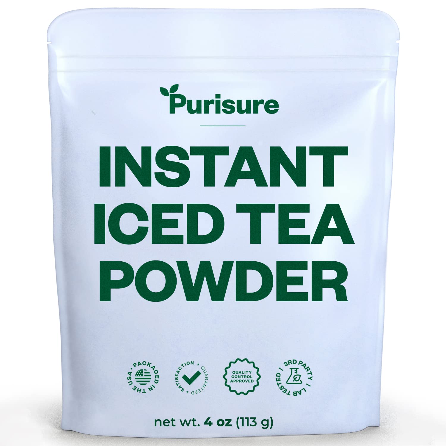 Purisure Unsweetened Iced Tea Powder, Instant Black Tea Powder, Real Black Tea Leaves, Powdered Iced Tea Unsweetened With Zero-Calories, Sugarless Instant Tea Powder, 4 Oz, 192 Serving Pack