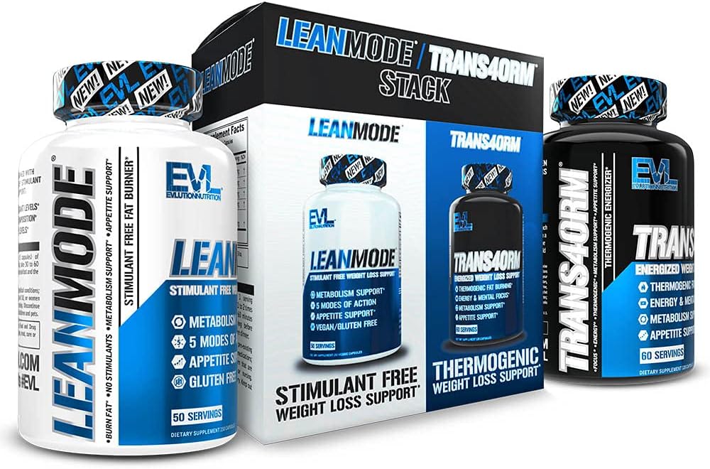 Evl Weight Loss Support Stack - Trans4Orm Thermogenic Fat Burner Support Pills With Green Coffee Bean Extract And Forskolin Plus Leanmode Non-Stimulant Metabolism And Fat Loss Support Pills