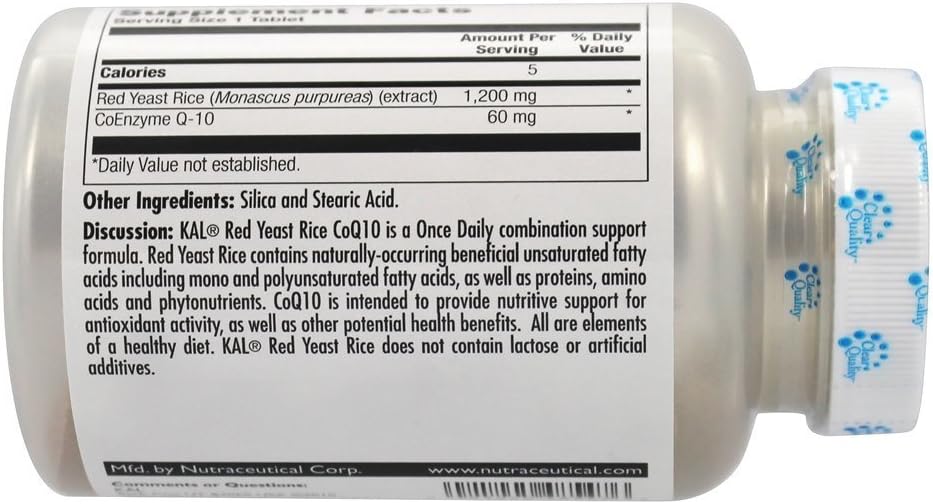 KAL Red Yeast Rice CoQ10 Once Daily 30 Tabs : Health & Household