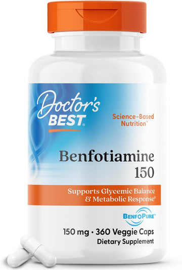 Doctor'S Best Benfotiamine 150 With Benfopure, Helps Maintain Glucose Metabolism, Non-Gmo, Vegan, Gluten Free, Soy Free, 150 Mg, 360 Veggie Caps