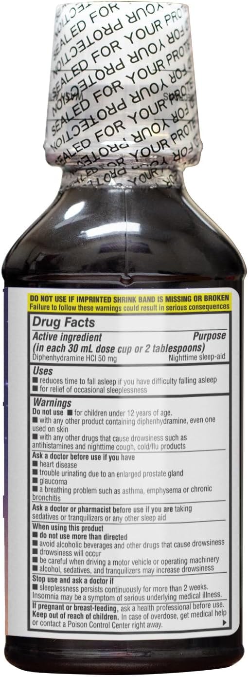 Healtha2Z® Nighttime Sleep Aid | Diphenhydramine 50Mg Hcl 12 Fluid Ounce | Fast Acting | Non-Habit Formin | Berry Flavored Liquid