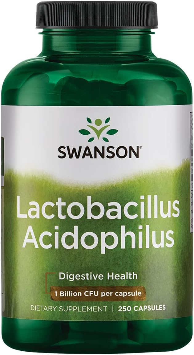 Swanson Lactobacillus Acidophilus - Probiotic Supplement Supporting Digestive Health With 1 Billion Cfu Per Capsule - Promotes Bowel And Gi Tract Health - (250 Capsules)