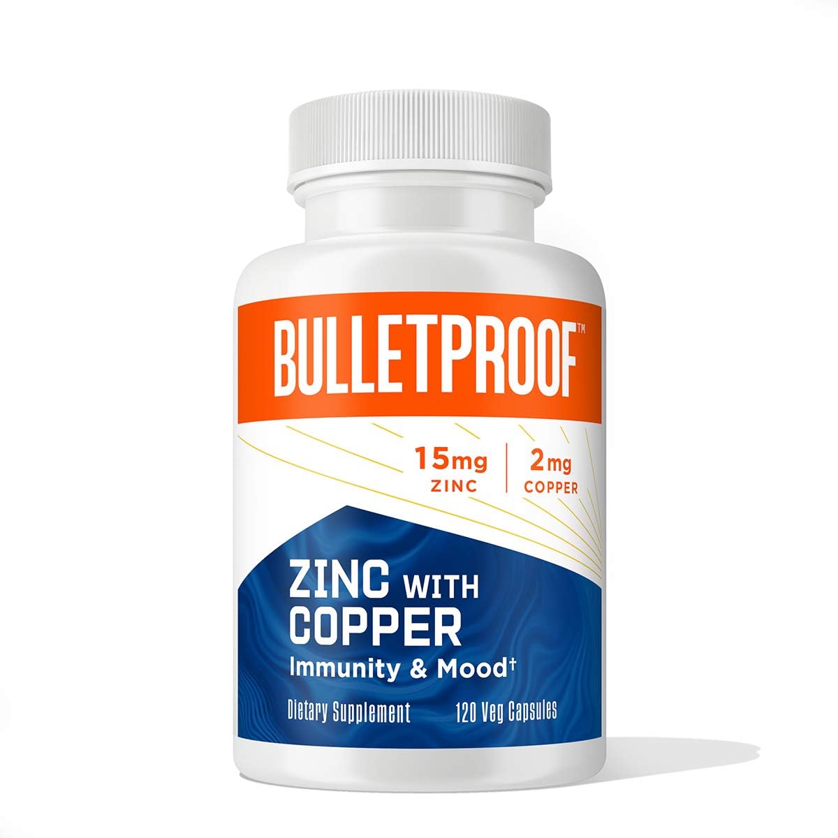 Bulletproof Zinc with Copper Capsules, 120 Count, Minerals and Antioxi