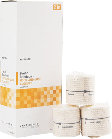 Mckesson Elastic Bandages, Non-Sterile, Hook And Loop Closure, 2 In X 5 Yd, 10 Count, 1 Pack