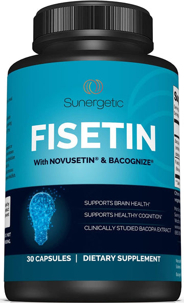 Premium Fisetin Supplement With Novusetin & Bacopa Extract To Support Memory, Cognition, Healthy Aging & Brain Health – 125Mg Of Fisetin Per Capsule – Fisetin Complex With Bacognize® - 30 Capsules