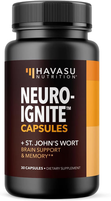 Neuroignite Brain Supplements For Memory And Focus Support With St Johns Wort & Ginkgo Biloba | Nootropics Brain Support Supplement | Cognitive & Memory Supplement For Brain Health | 1 Month Supply