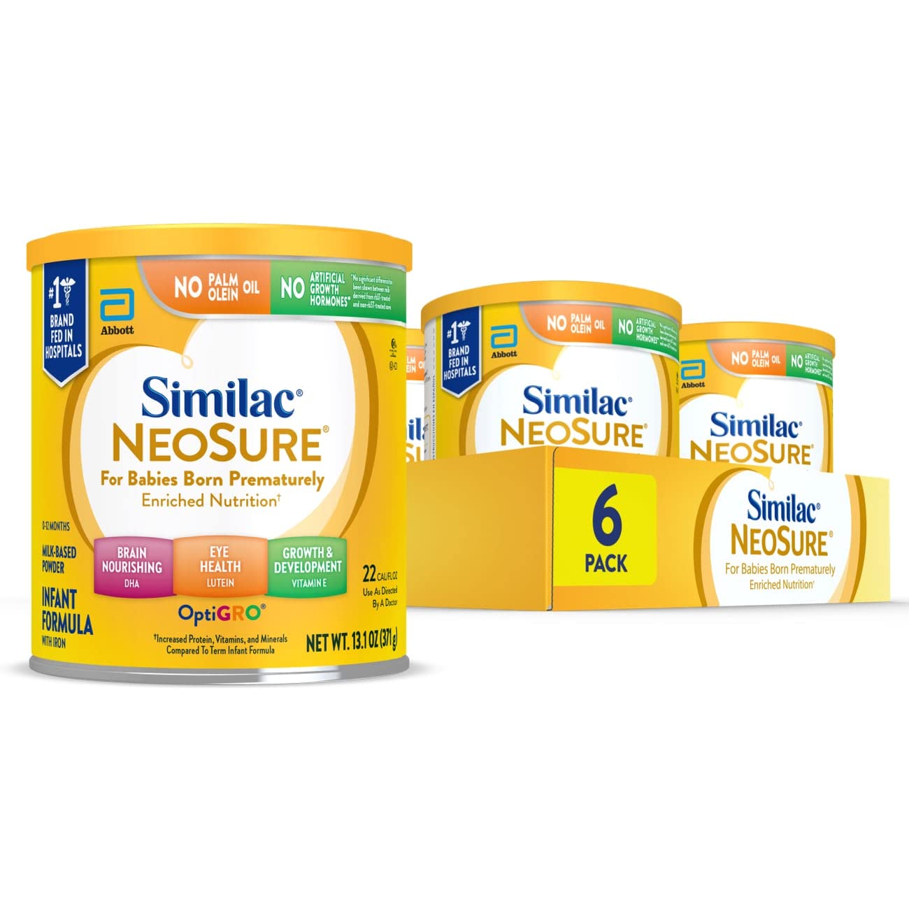 Similac NeoSure Premature Post-Discharge Infant Formula, Powder Baby Formula, 13.1-oz Can, Pack of 6