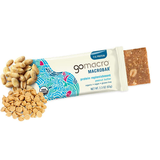 Gomacro Macrobar Organic Vegan Protein Bars - Peanut Butter (2.3 Ounce Bars, 12 Count)