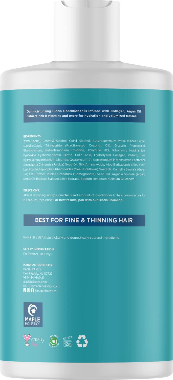 Extra Strength Biotin Shampoo and Conditioner - Volumizing Shampoo and Conditioner Set for Dry Damaged Hair - Moisturizing Biotin Collagen Hair Conditioner and Sulfate Free Shampoo for Thinning Hair : Beauty & Personal Care