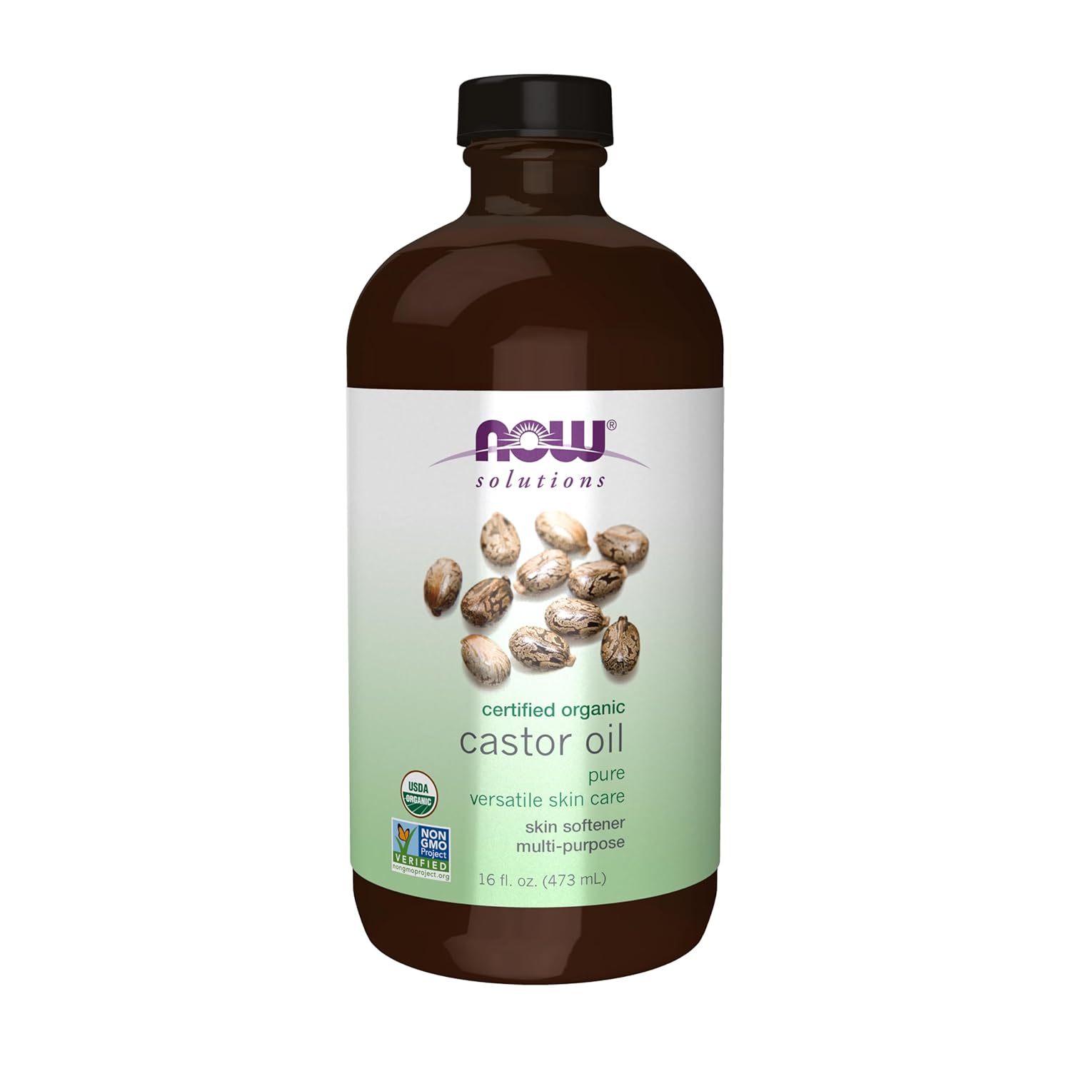 Now Solutions, Organic Castor Oil, 100% Pure Versatile Skin Care, Multi-Purpose Skin Softener, 8-Ounce