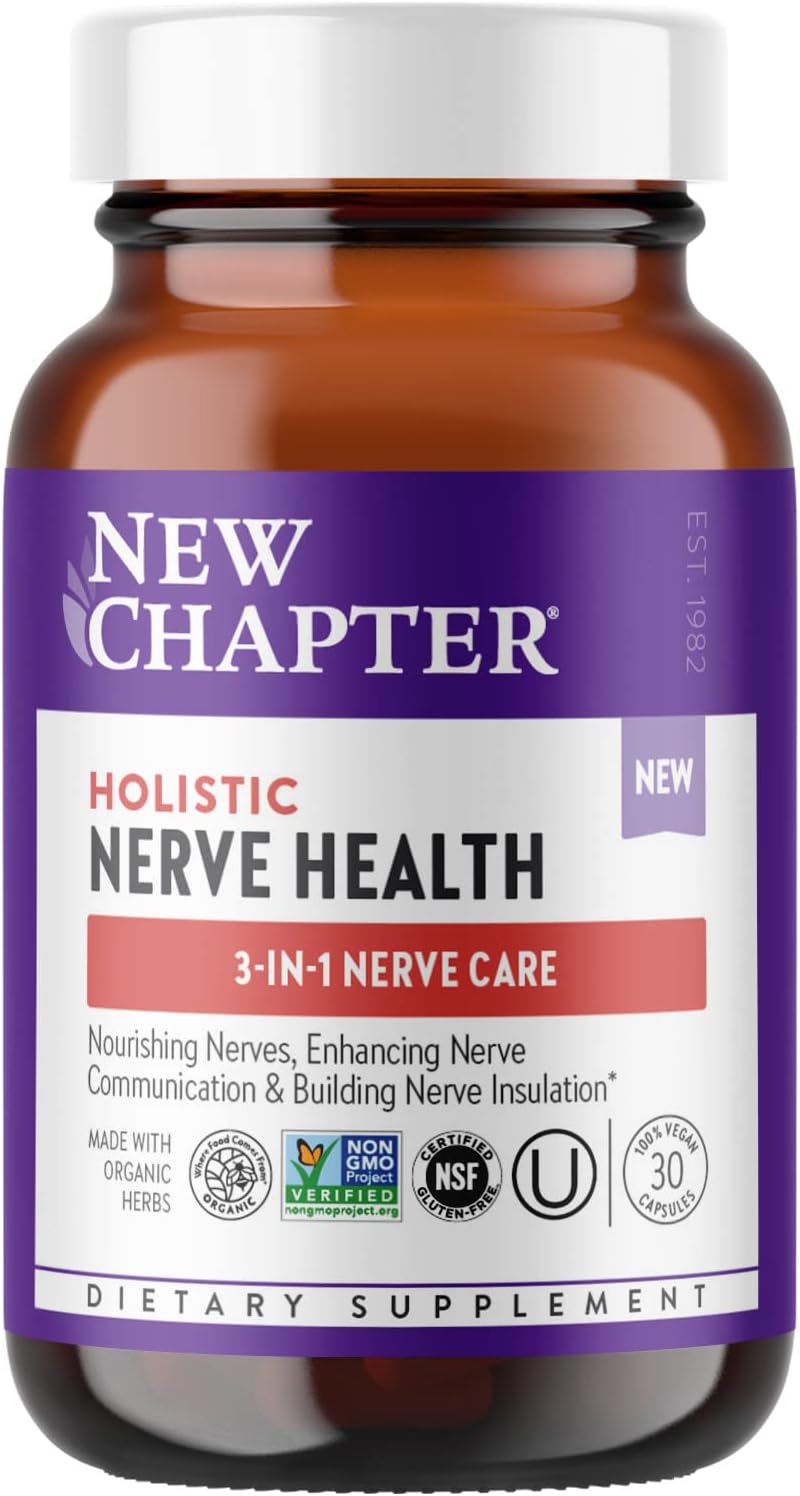 New Chapter Nerve Health Supplement For 3-In-1 Nerve Support From Head To ToeVitamin B1 Generates Energy For Nerves,Vitamin B6 Enhances Nerve Communication,Vitamin B12 Builds Nerve Insulation,30Ct