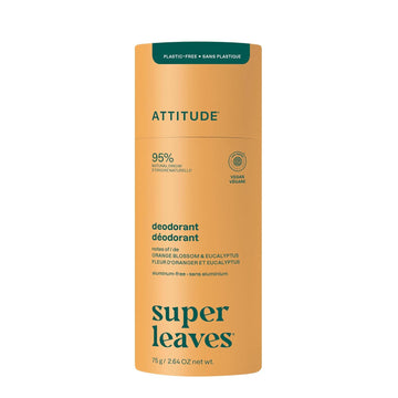Attitude Plastic-Free Natural Deodorant, Aluminum-Free, Baking Soda Formula, Ewg Verified, Vegan, Long-Lasting Odor Protection, With Essential Oils, Sage & Rosemary, 2.64 Oz