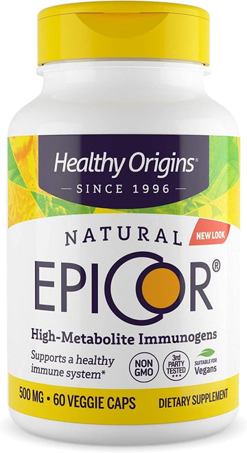 Healthy Origins EpiCor (Immune Protection), 500 mg - Plant-Based Immune Support Capsules - Gluten-Free & Non-GMO Supplement - 60 Veggie Caps