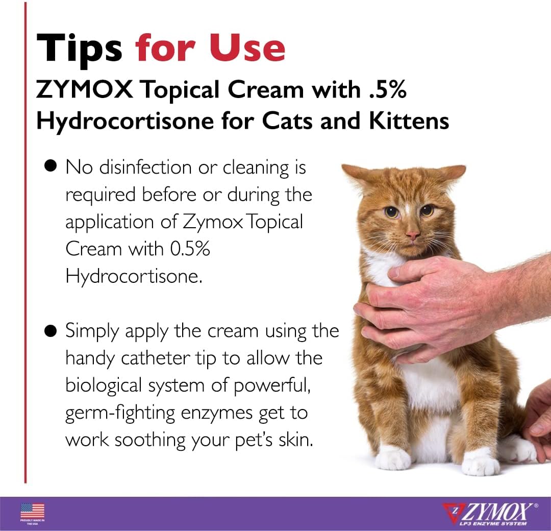 Zymox Enzymatic Anti-Itch Topical Cream with 0.5% Hydrocortisone for Cats & Kittens, 1 oz. – Multi-Purpose Cream for Hot Spots, Itchiness, Rashes, Skin Irritation, Allergies & Insect Bites : Pet Supplies