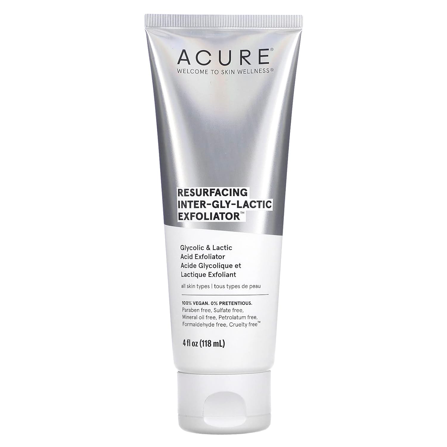 Acure Resurfacing Inter-Gly-Lactic Exfoliator - Gentle Facial Exfoliation With Glycolic & Lactic Acids - No Harsh Exfoliants - Minimizes Dullness & Boosts Skin'S Natural Glow - 100% Vegan - 4 Fl Oz