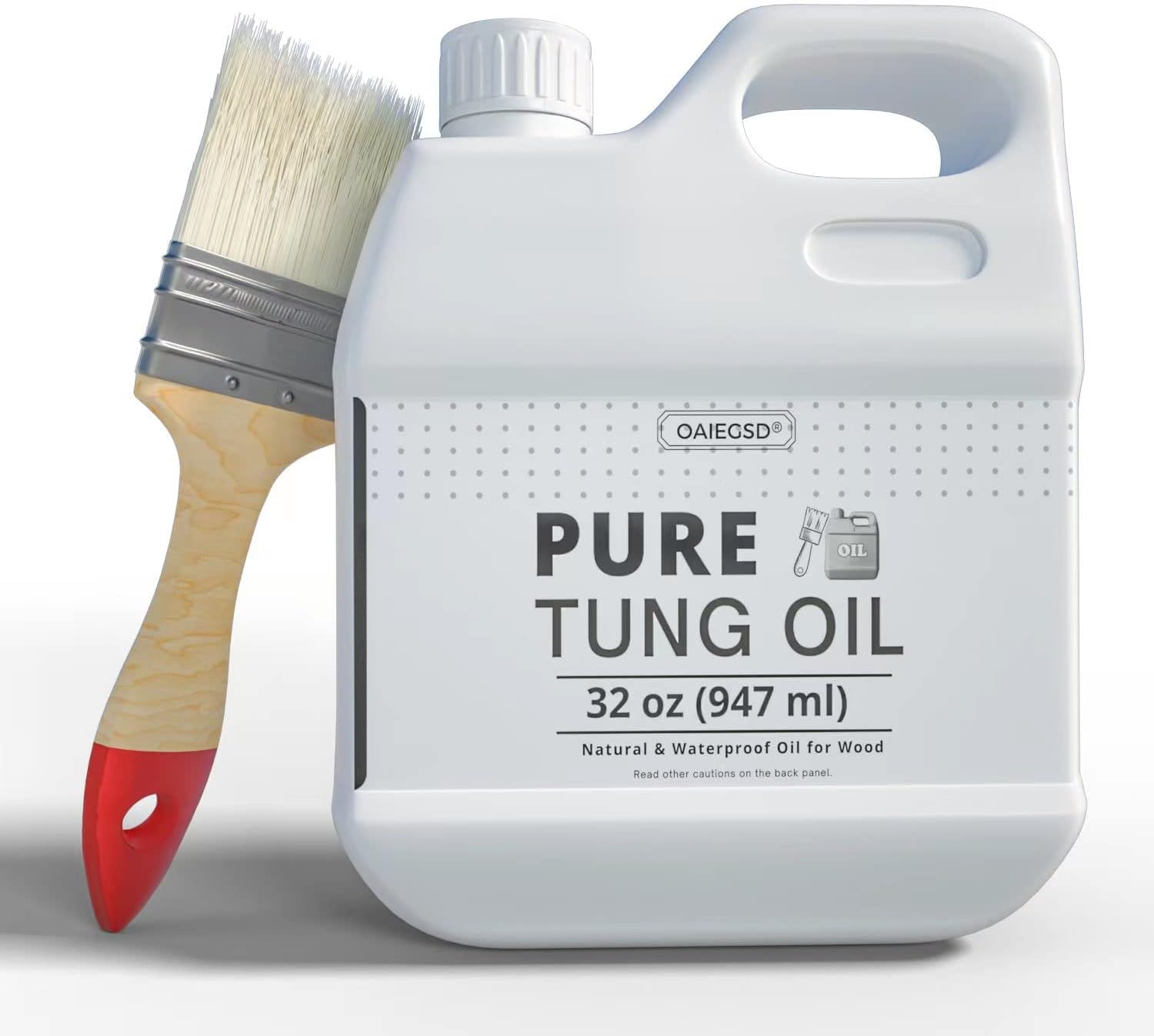 32 OZ Pure Tung Oil for Wood Finishing with Wood Brush, Waterproof Wood Sealer Indoor and Outdoor, 100% Pure Natural Tung Oil for Unfinished Bare Wood, Such as Wood Furniture, Wood Floors
