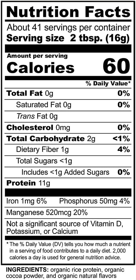 NutriBiotic Certified Organic Rice Protein Chocolate, 22.9 Oz | Low Ca