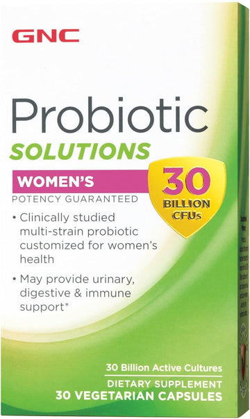 Gnc Probiotic Solutions Women'S With 30 Billion Cfus, Clinically Studied Multi-Strain For Women, Supports Digestive And Immune Health, Vegetarian, 30 Capsules