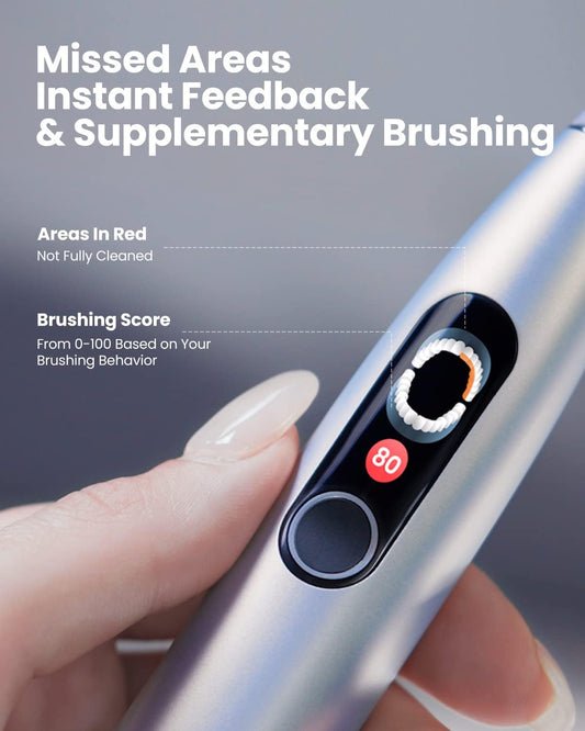 Oclean X Pro Digital Electric Toothbrush With 4X Brush Heads & Travel Case, Smart Sonic Toothbrush Kit For Adults, Real-Time 8 Areas Tracking With Touch Screen, 3 Modes-Golden