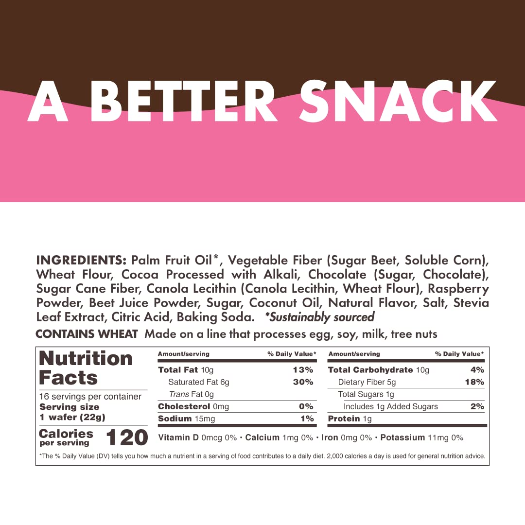 Rip Van Raspberry & Dark Chocolate Wafer Cookies - Healthy Snacks - Non Gmo Keto Cookies - Keto Snacks - Low Carb, Low Sugar (1G), Low Calorie And Vegan Snack - 16 Count