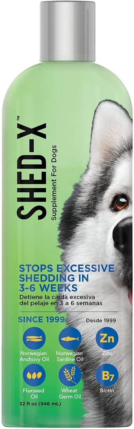 Shed-X Liquid Dog Supplement, 32oz – 100% Natural – Helps Dog Shedding, Fish Oil for Dogs Supports Skin & Coat, Dog Oil for Food with Essential Fatty Acids, Vitamins, and Minerals