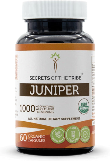 Secrets of the Tribe Juniper 60 Capsules, 1000 mg, USDA Organic Juniper (Juniperus communis) Dried Berry (60 Capsules)
