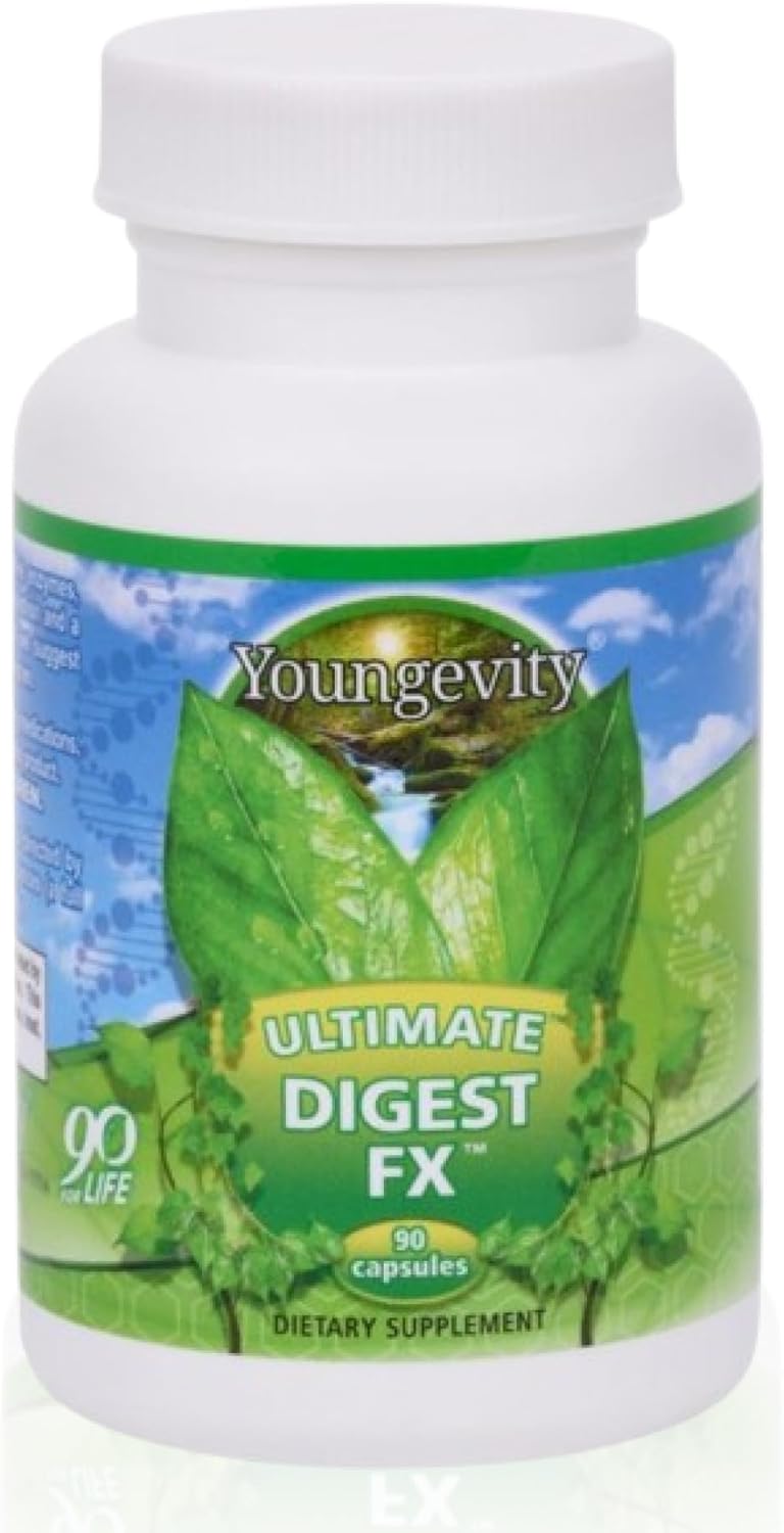 Youngevity Ultimate Digest Fx™ - Ultra Prebiotic, Probiotic, & Enzyme - Plant Enzyme Blend - Fos Blend - Sea Minerals - 15 Billion Lactobacillus Blend - Digestion Aid - 90 Capsules