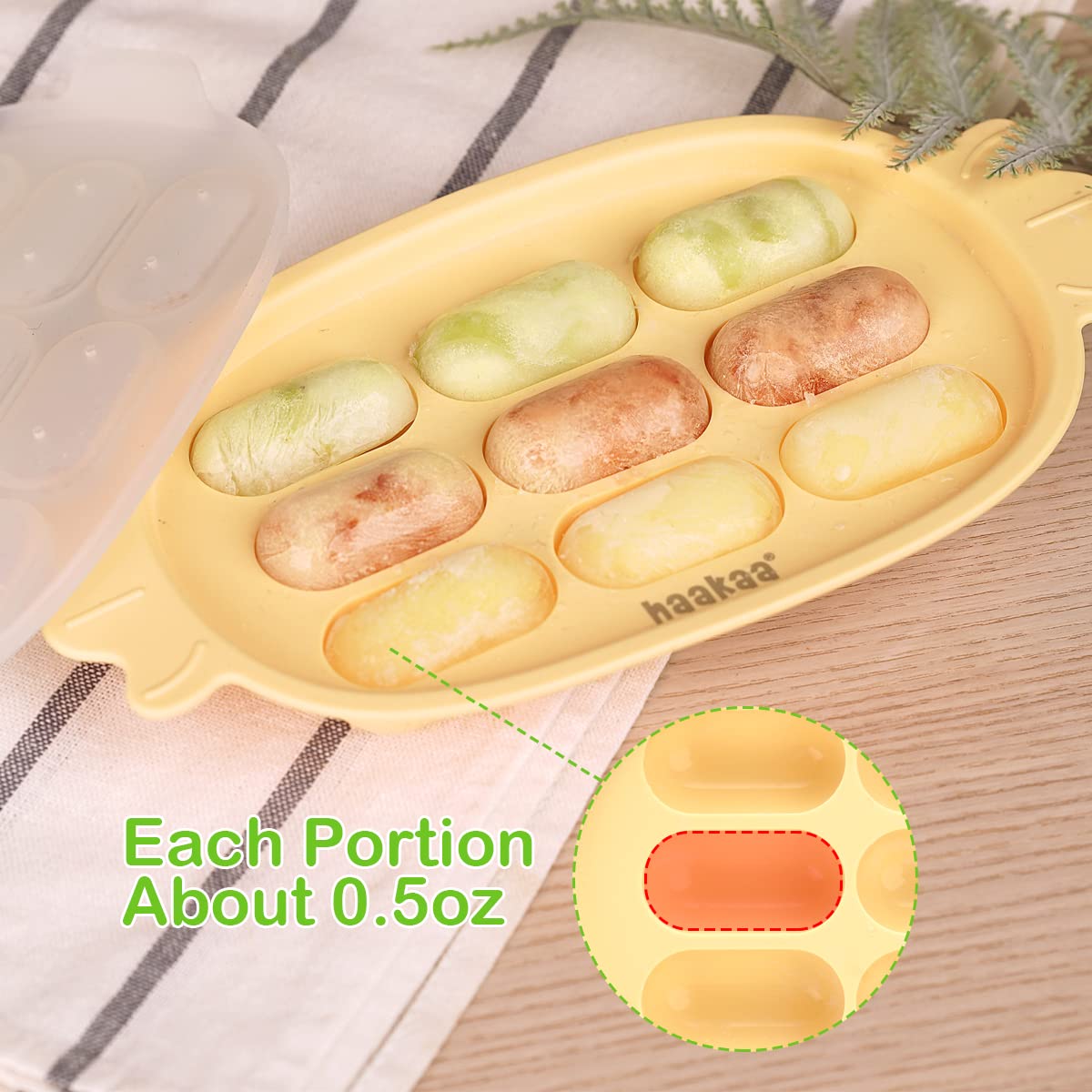 Haakaa Baby Fruit Food Feeder & Silicone Nibble Tray Combo - Breastmilk Popsicle Mold for Baby Cooling Relief, BPA Free Baby Mesh Feeder for Infant Self Feeding : Baby