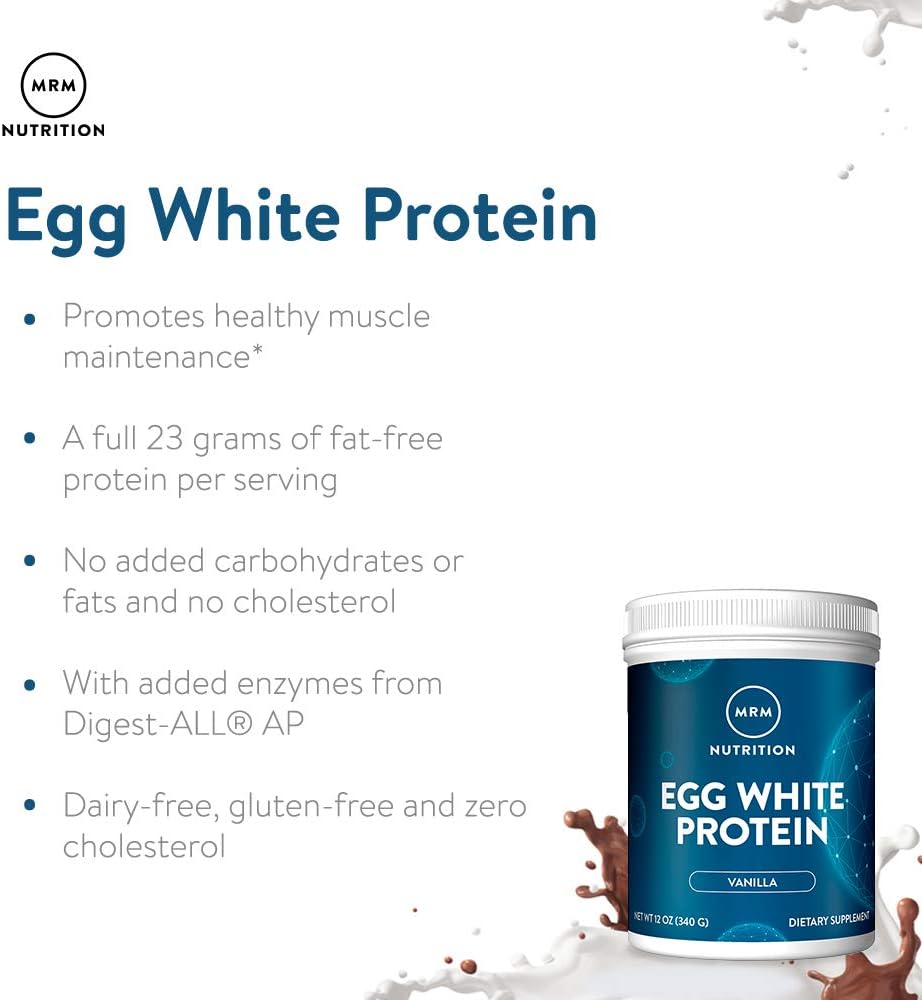 MRM Nutrition Egg White Protein | Vanilla Flavored | 23g Fat-Free Prot