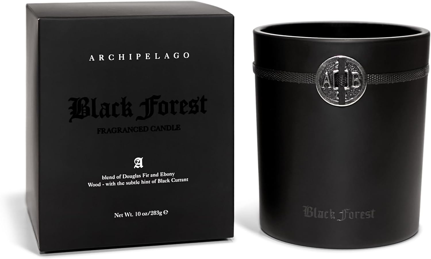 Archipelago Botanicals Black Forest Boxed Candle, Dark Ebony Wood, Douglas Fir and Black Currant, Clean Soy Wax Blend Burns 60 Hours (10 oz)
