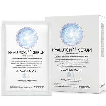 Triple Hyaluron Hydrating Mask For Dry And Sensitive Skin, Anti Aging, Tightening And Moisturizing, Korean Vegan Beauty, Hyaluronic Acid, Caffeine, Vitamin C 10Ea