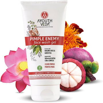 Ayouthveda Pimple Enemy Face Wash Gel - Organic Ingredients For Acne & Oil Control, 150 Ml