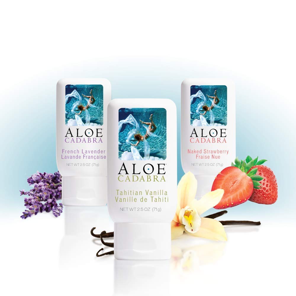 Aloe Cadabra Best Natural Water-Basted Personal Lube Sample Pack: Strawberry flavored, Vanilla flavored, Lavender scented, great for travel, men, women and couples : Health & Household