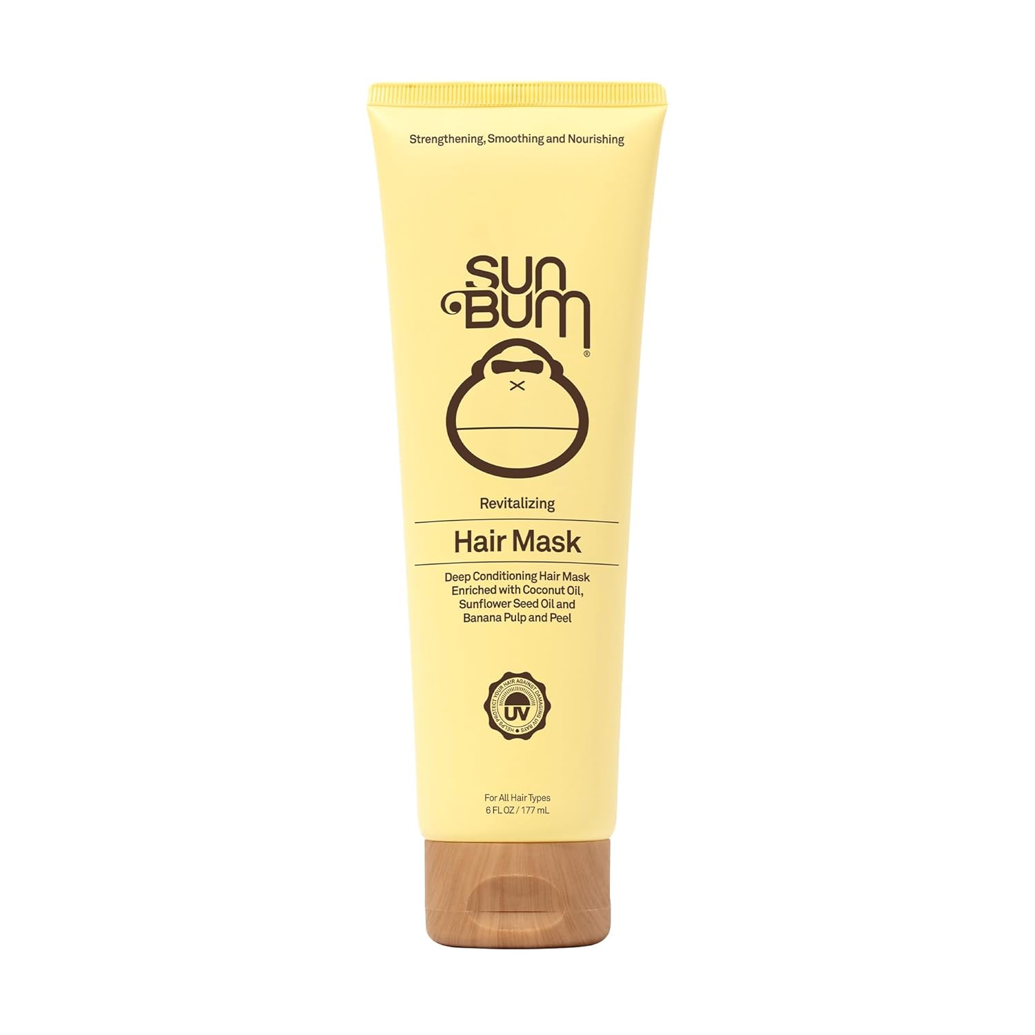 Sun Bum Revitalizing Deep Conditioning Hair Mask - Moisturizing And Restoring Treatment For Damaged Hair - Strengthening - Smoothing And Nourishing Formula - Vegan And Cruelty Free - 6 Oz