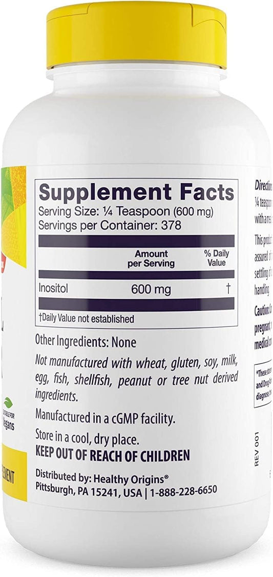 Healthy Origins Inositol Powder, 227 g - for Skin, Hair & Nail Health - Vitamin B8 Powder Supplement - Part of The B Complex Family - Vegan, Non-GMO & Gluten-Free Supplement - 8 Oz